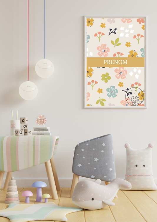 Affiche Florale Prénom⎥Personnalisable⎥A Télécharger
