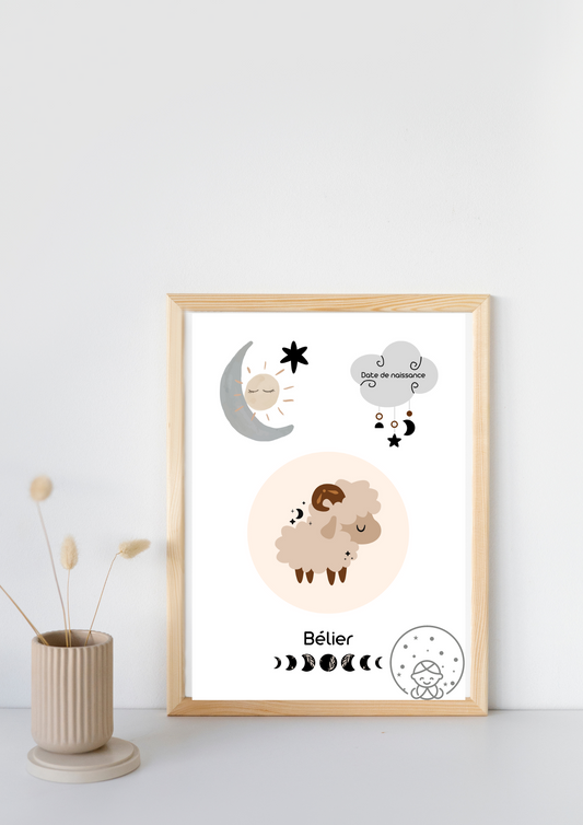 Baby Zodiaque Bélier⎥Affiche Personnalisable⎥A Télécharger