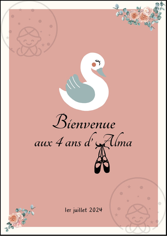 Affiches Duo Anniversaire Thème Ballerine⎥A Personnaliser