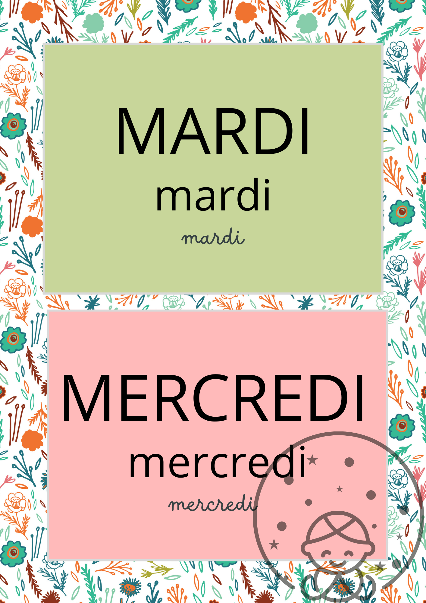 Les jours de la semaine⎥Affiche Pédagogique Maternelles⎥A Télécharger
