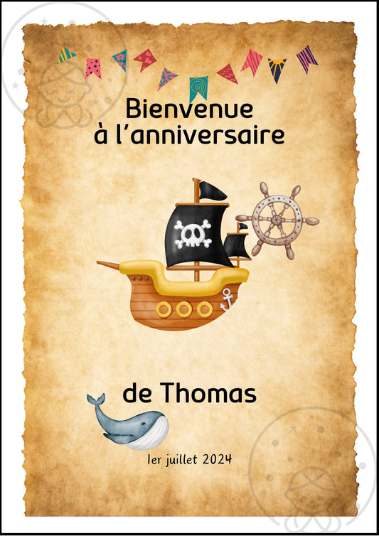 Affiches Duo Anniversaire Thème Pirate⎥A Personnaliser