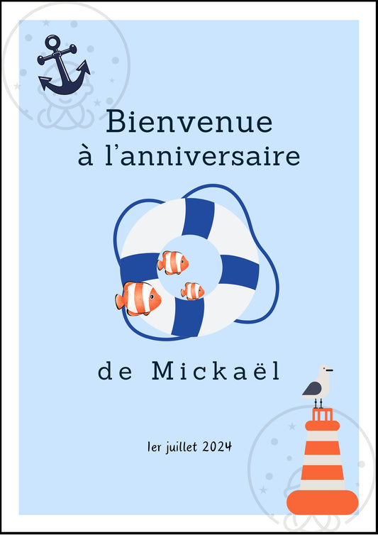 Affiches Duo Anniversaire Thème Marin⎥A Personnaliser