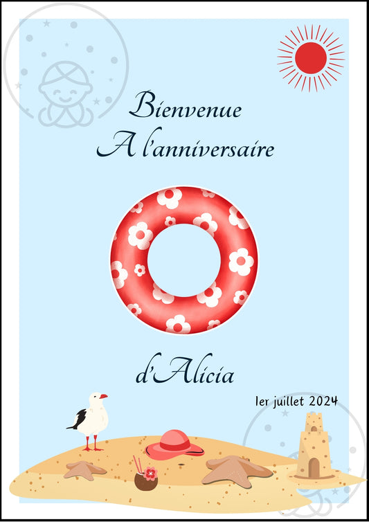 Affiches Duo Anniversaire Thème Plage⎥A Personnaliser