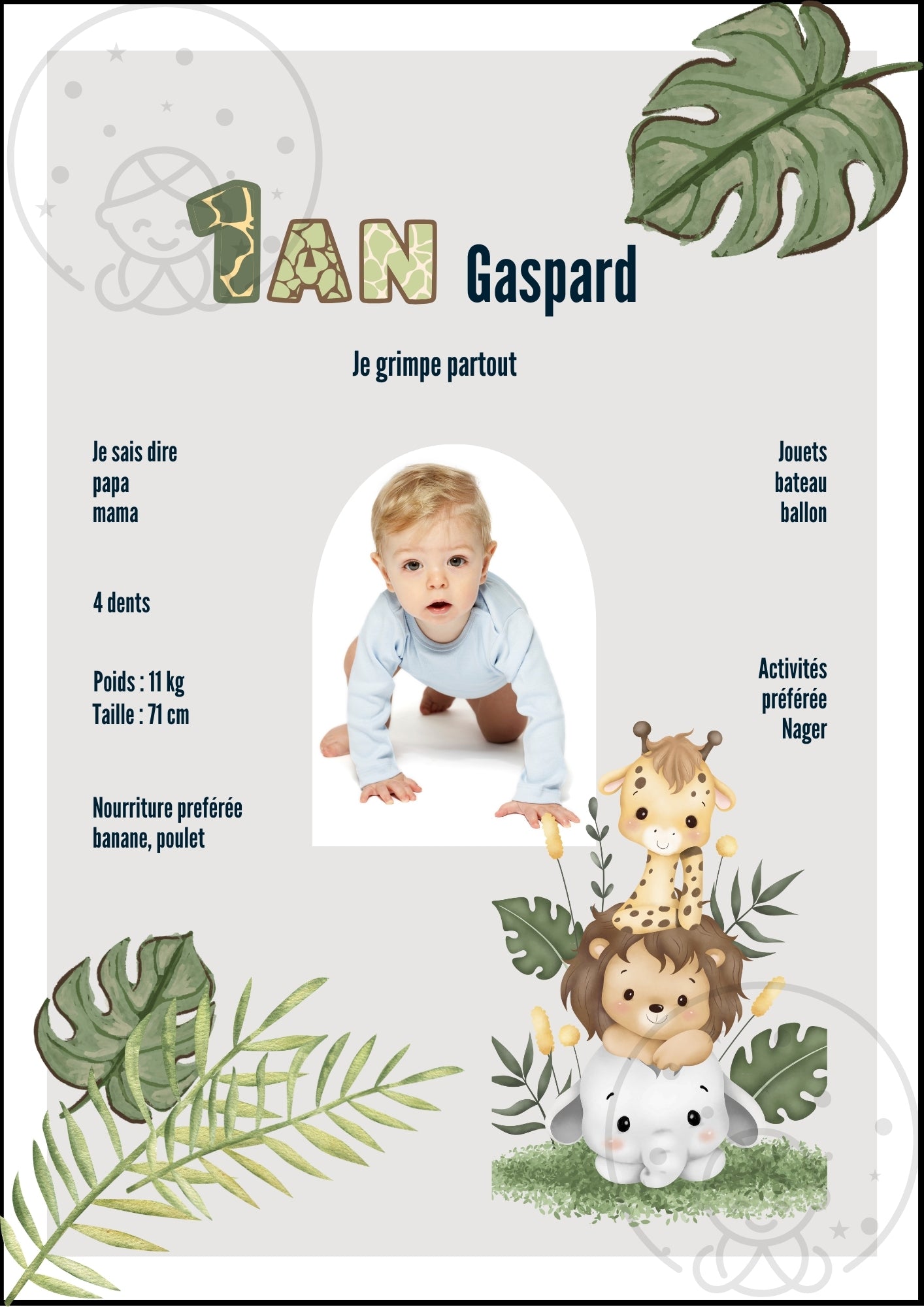 Affiches Duo Anniversaire Thème Jungle⎥A Personnaliser