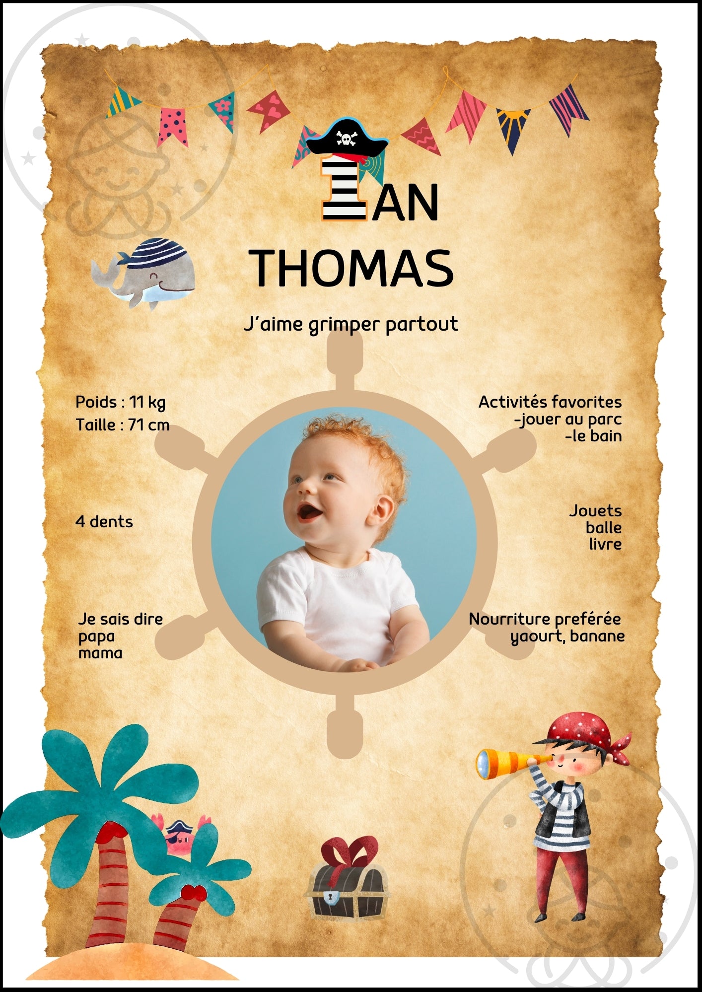 Affiches Duo Anniversaire Thème Pirate⎥A Personnaliser