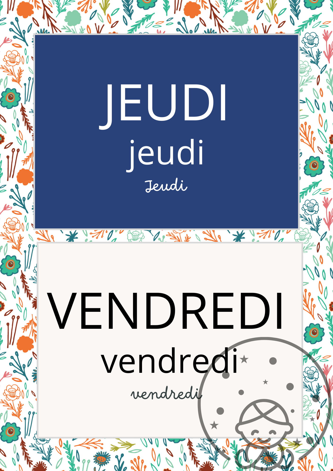 Les jours de la semaine⎥Affiche Pédagogique Maternelles⎥A Télécharger