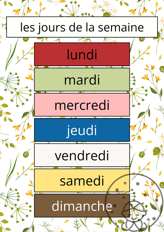 Les jours de la semaine⎥Affiche Pédagogique Maternelles⎥A Télécharger