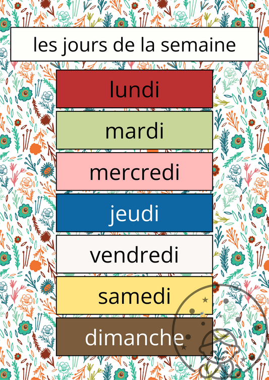 Les jours de la semaine⎥Affiche Pédagogique Maternelles⎥A Télécharger