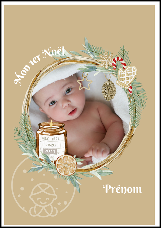 Affiche mon premier Noël⎥Avec photo fond beige