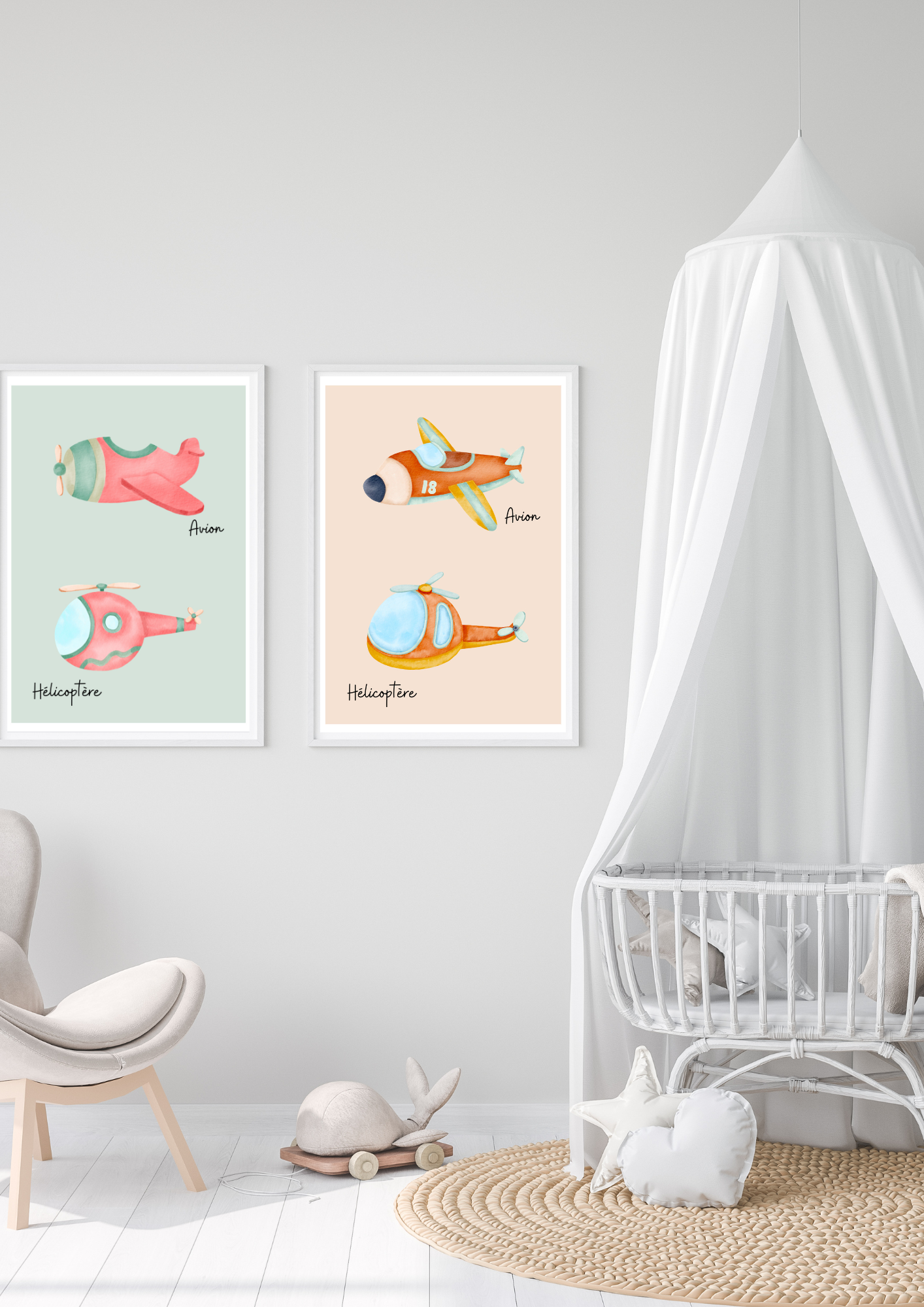 duo affiche avion pour enfant