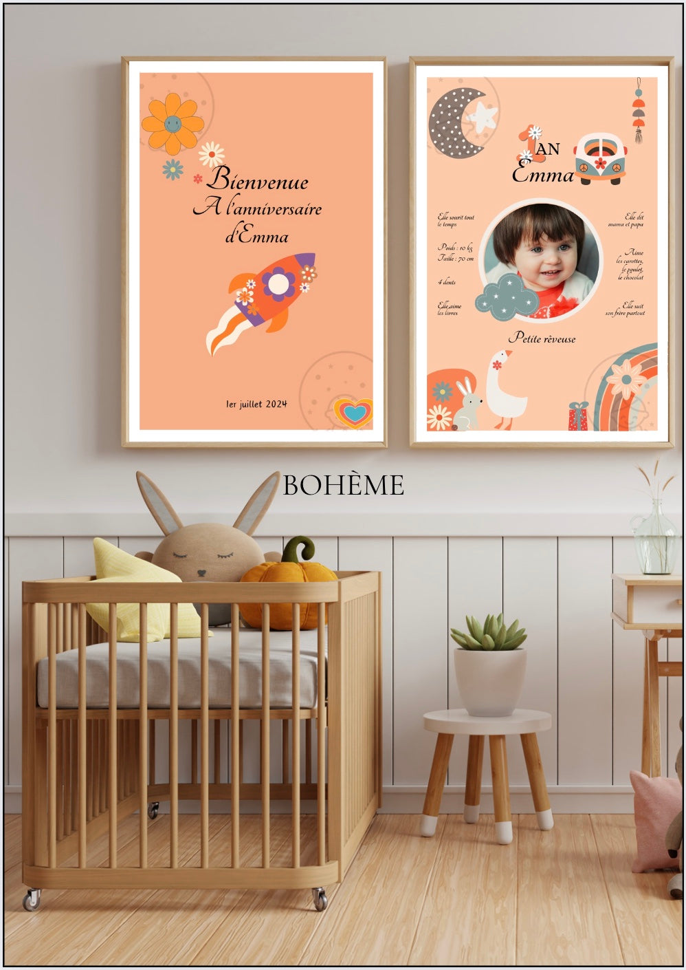 Affiches Duo Anniversaire Thème Bohème⎥A Personnaliser