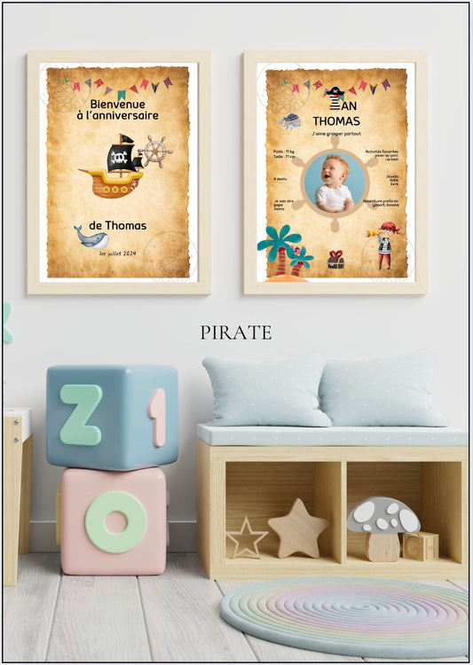 Affiches Duo Anniversaire Thème Pirate⎥A Personnaliser