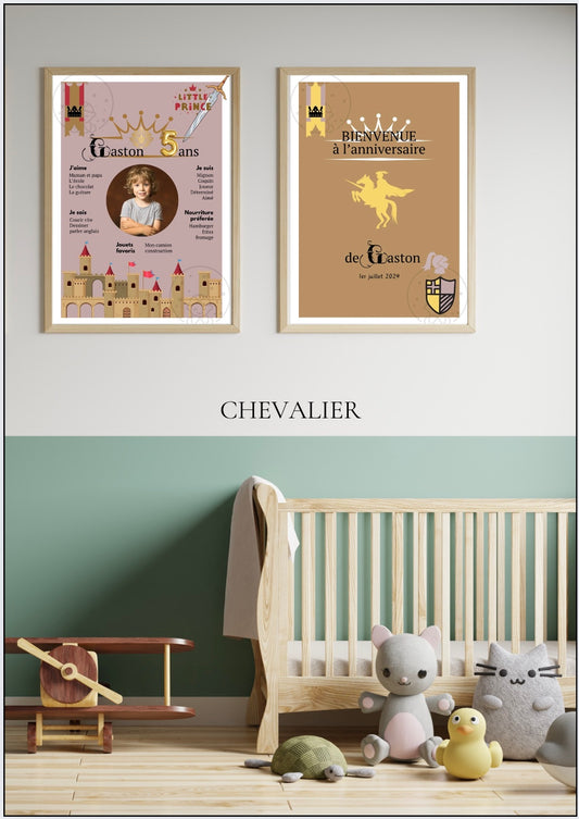 Affiches Duo Anniversaire Thème Chevalier⎥A Personnaliser