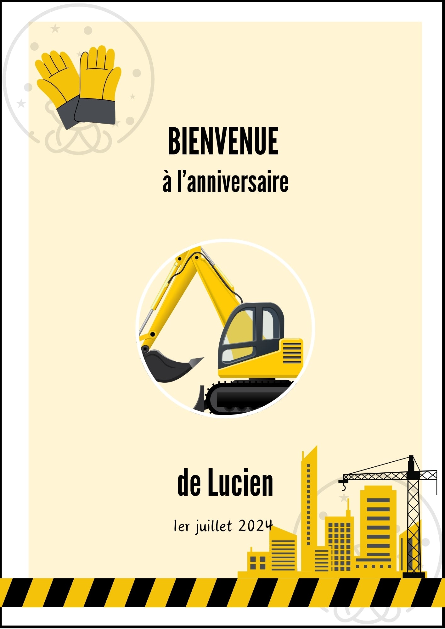 Affiches Duo Anniversaire Thème Chantier⎥A Personnaliser