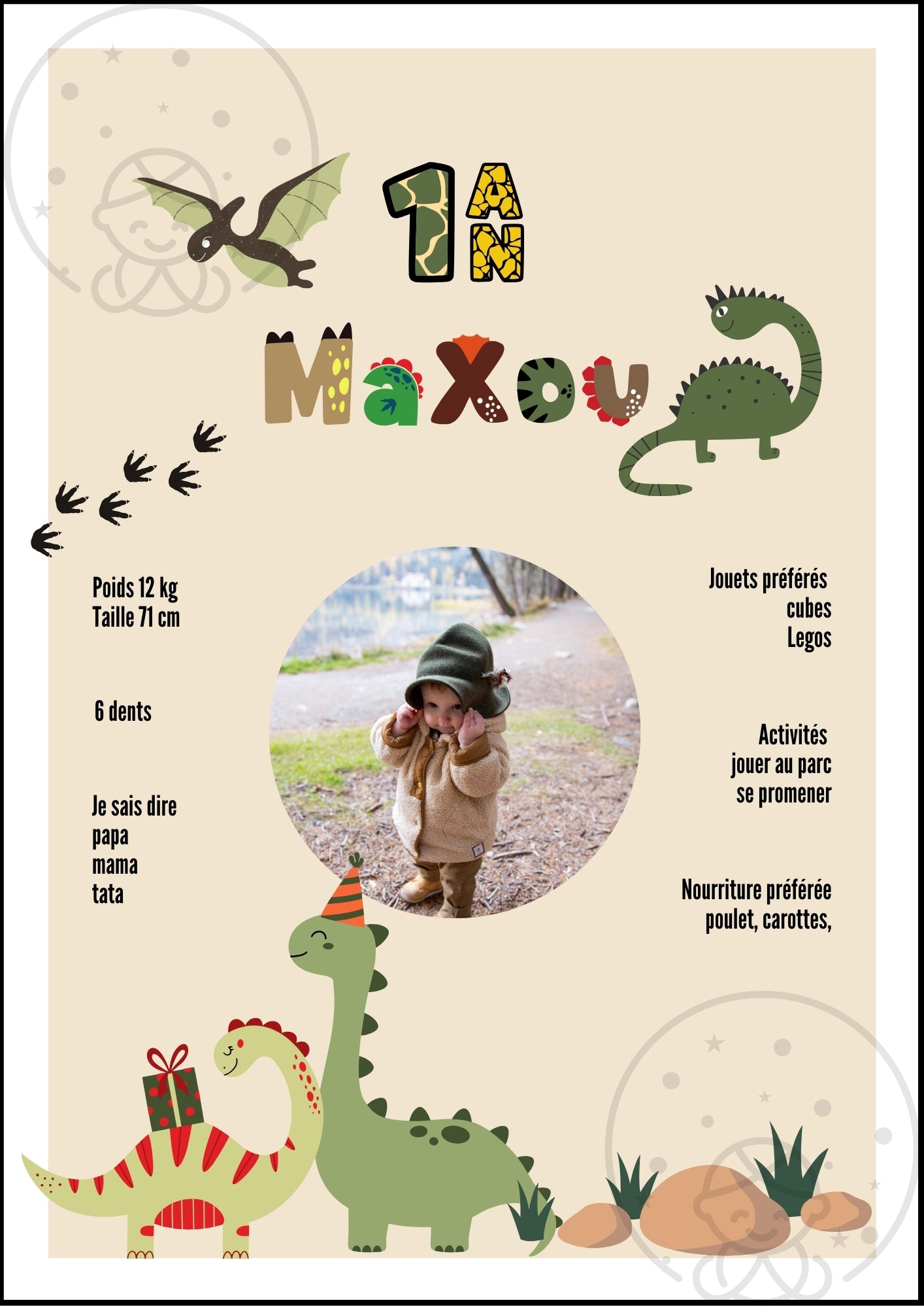 Affiches Duo Anniversaire Thème Dinosaure⎥A Personnaliser