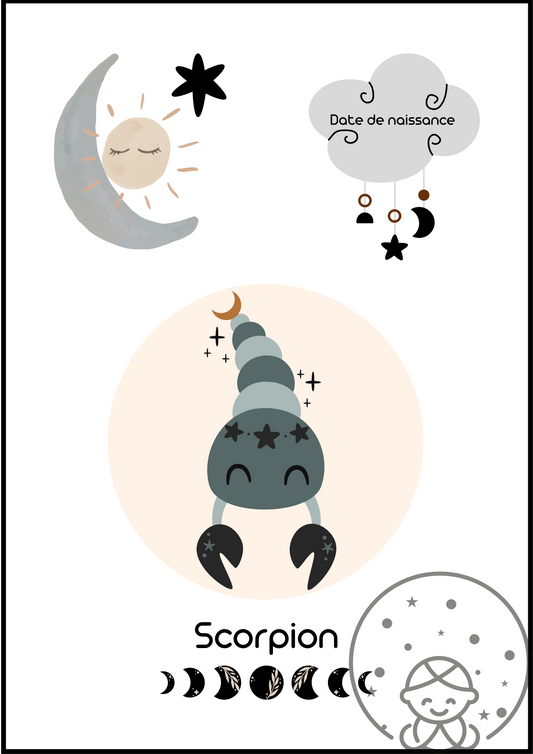 Affiche Baby Zodiaque Scorpion⎥A Personnaliser