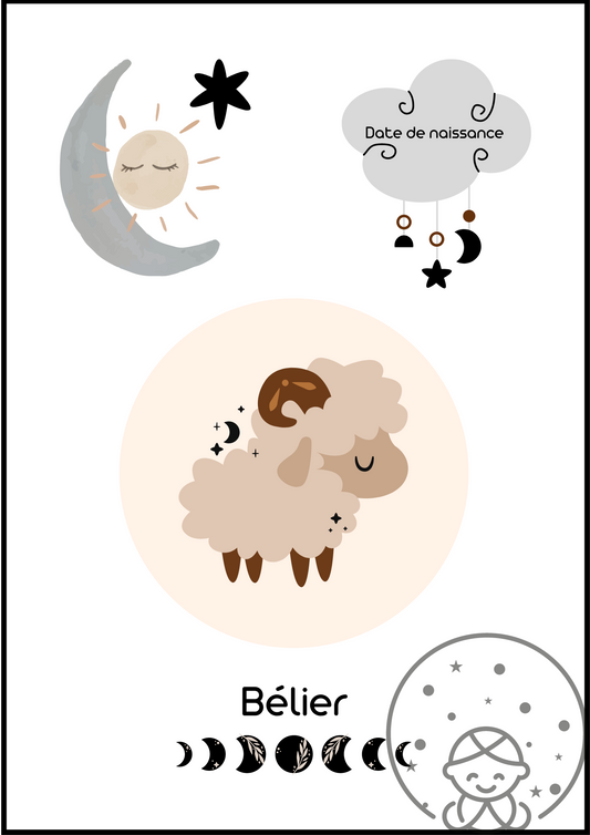 Affiche Baby Zodiaque Bélier⎥A Personnaliser