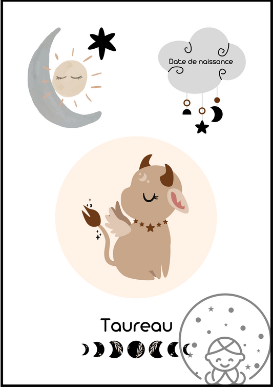 Affiche Baby Zodiaque Taureau⎥A Personnaliser