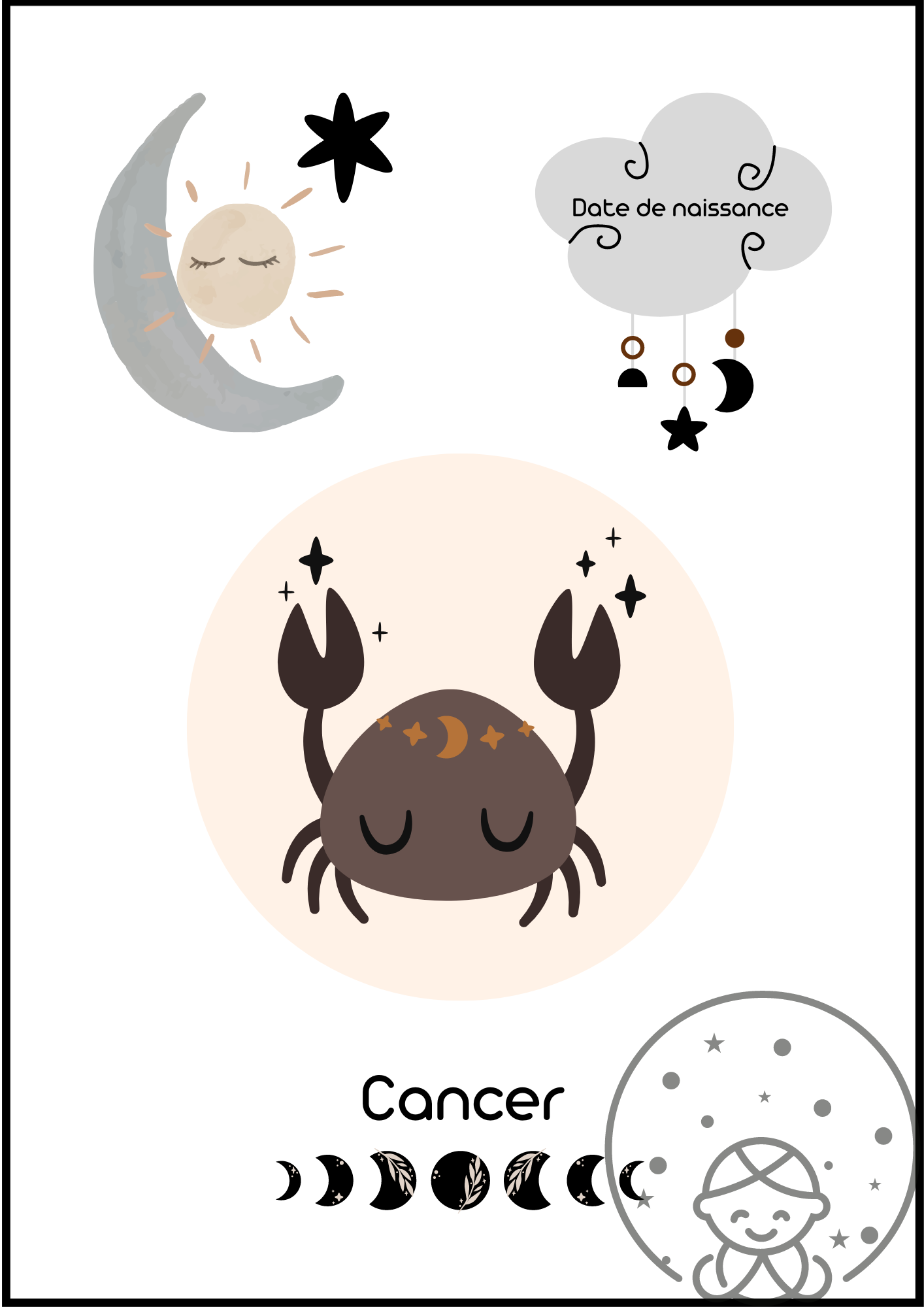 Affiche Baby Zodiaque Cancer⎥A Personnaliser