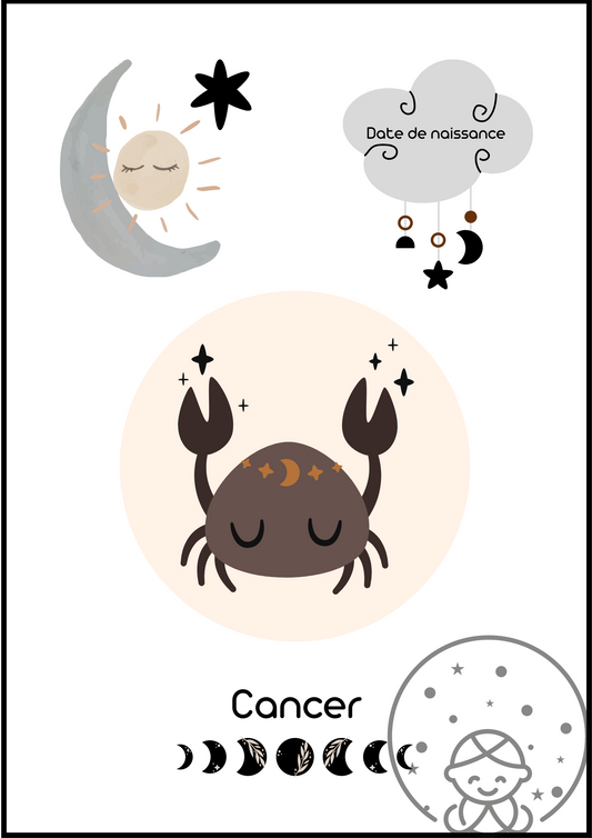 Affiche Baby Zodiaque Cancer⎥A Personnaliser