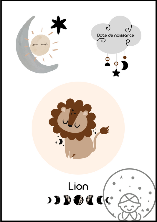 Affiche Baby Zodiaque Lion⎥A Personnaliser